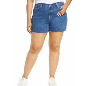 Levi's 501 Womens High Rise Frayed Raw Hem Button Fly Shorts Plus Size 20W New
